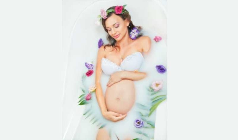 pregnant woman in the bath