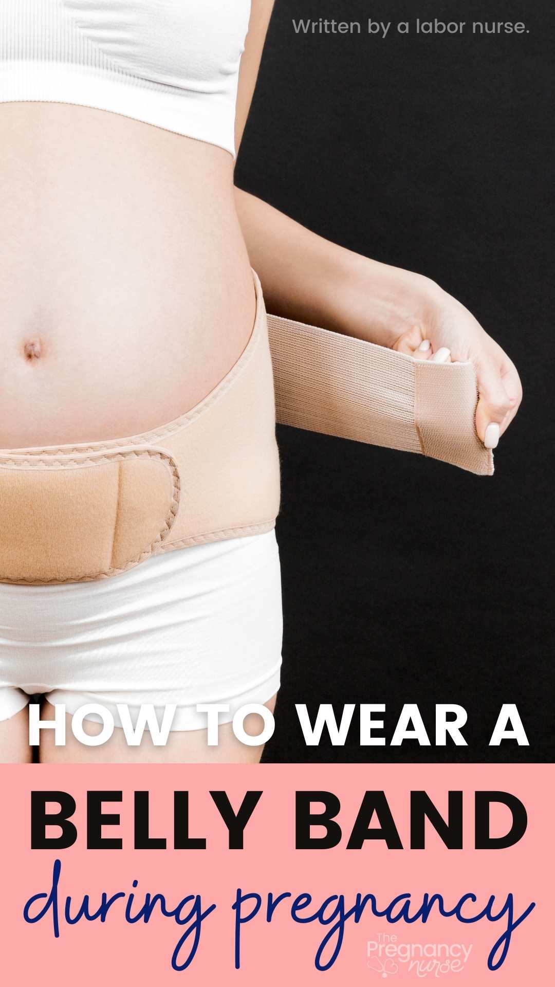 pregnant woman putting on a belly band