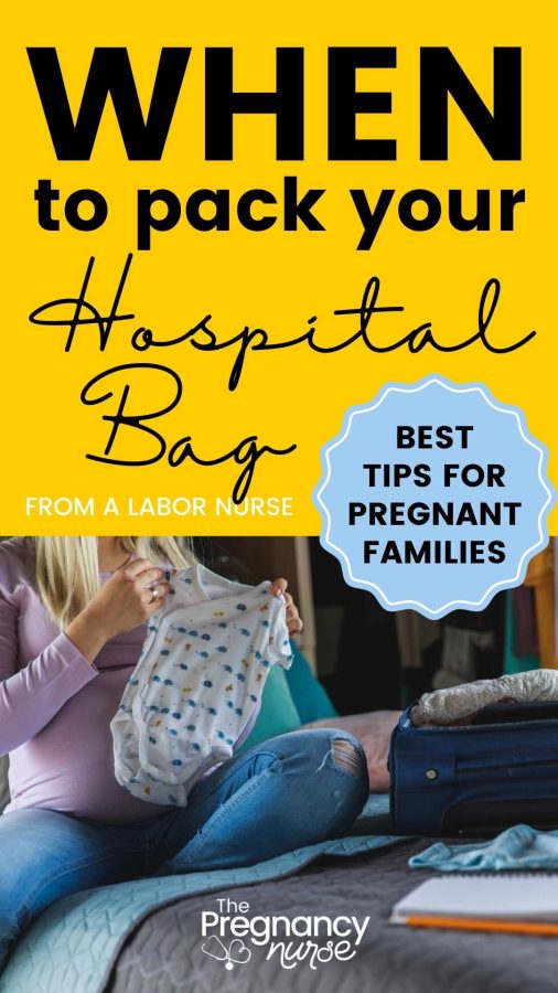 when to pack your hospital bag / pregnant woman packing suitcase