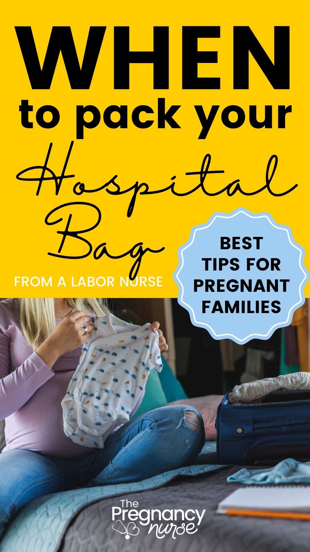 Packing for the hospital can be overwhelming. What do you need? When do you need it? The Pregnancy Nurse is here to help with a comprehensive list of what you and your partner will need when baby comes. From delivery, to post-birth care, this list has everything covered!