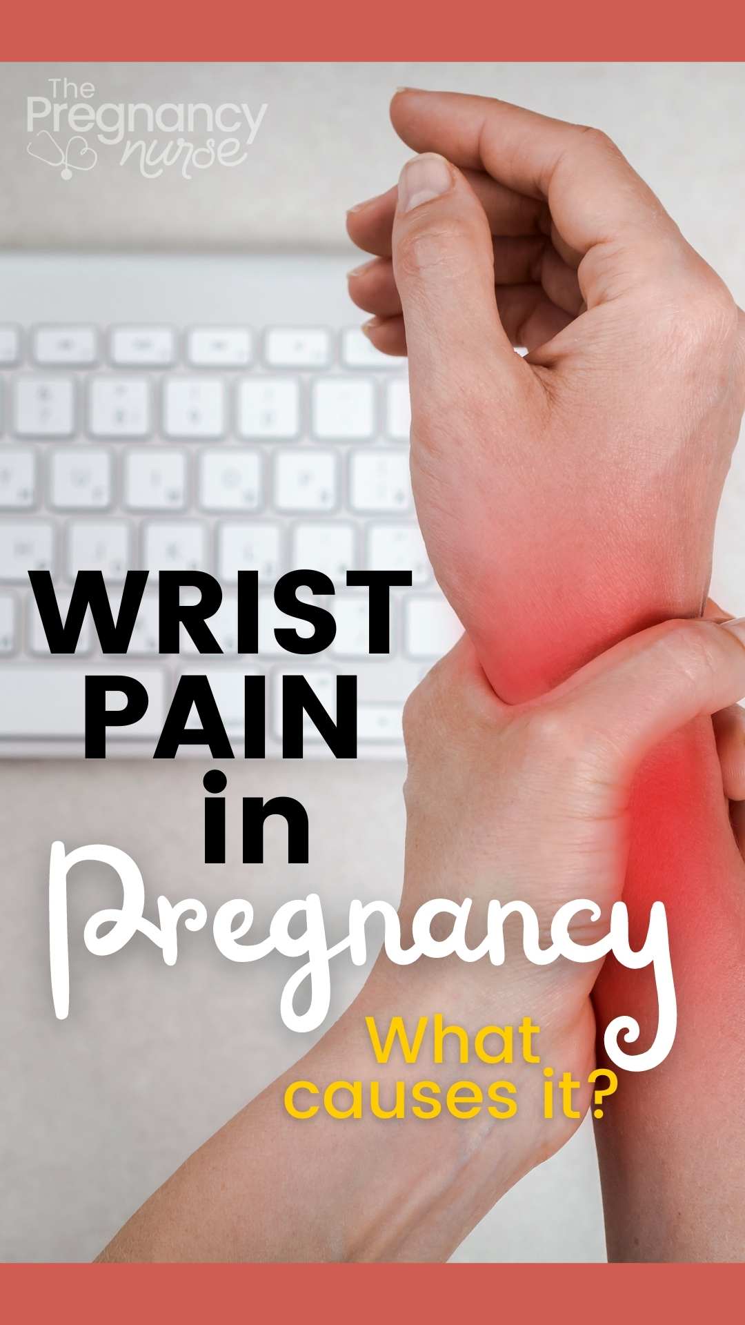 Carpal tunnel syndrome creates wrist pain during pregnancy. Muscles pinch the median nerve as it passes down your wrist creating numbness, tingling and it is common during pregnancy.