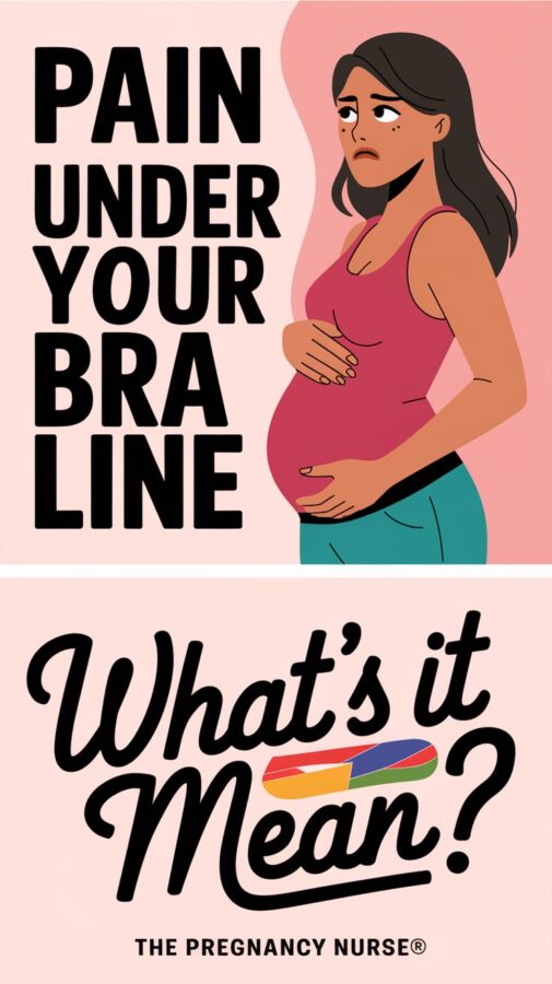 pregnant woman holding her ribs -- pain under your bra line -- what's it mean?