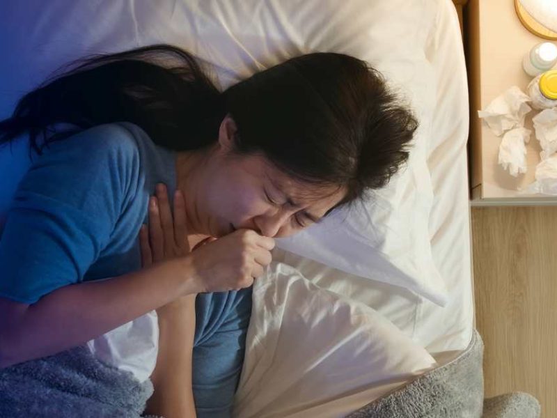 pregnant woman coughing