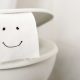smiling toilet paper roll on toilet.