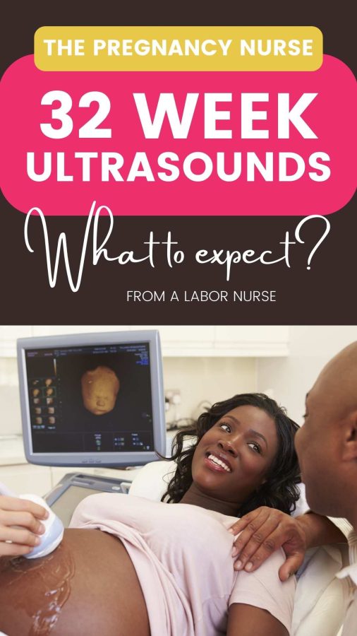 pregnant couple at an ultrasound / 32 week ultrasound