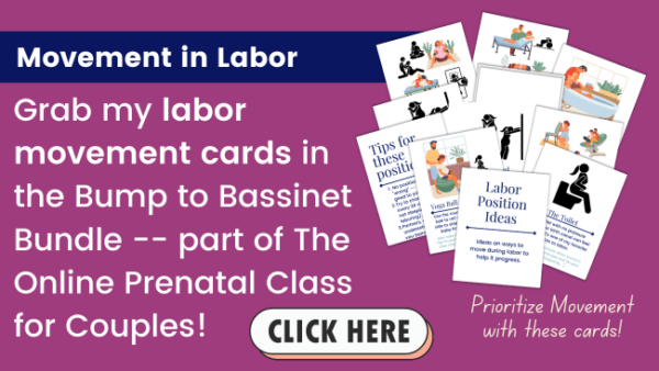 picture of labor movement cards // Grab my labor movement cards in the Bump to Bassinet Bundle -- part of The Online Prenatal Class for Couples!