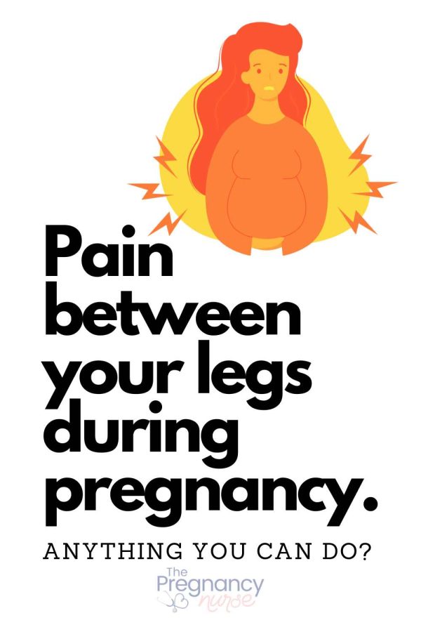 woman holding her crotch / pain between your legs during pregnancy.