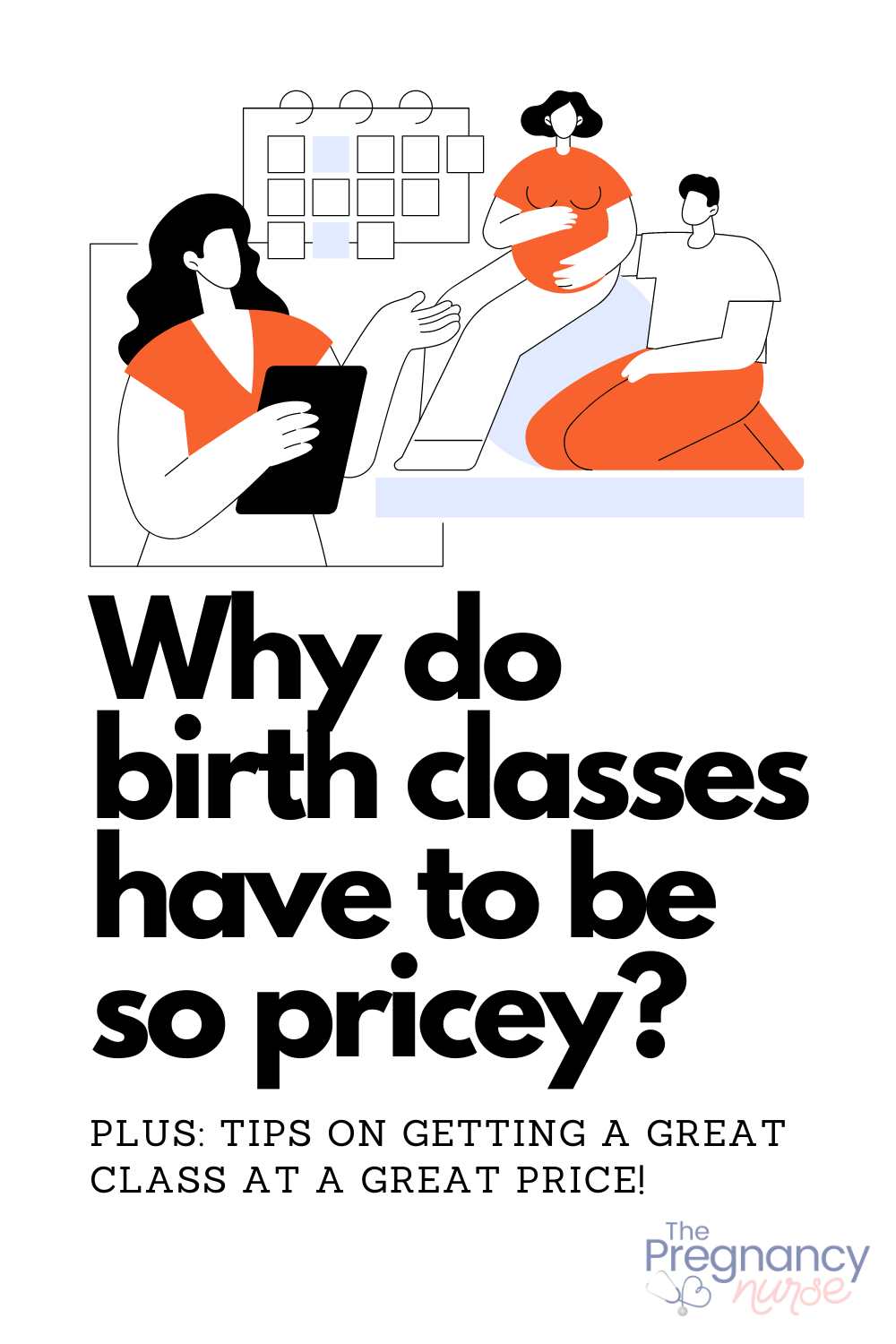 pregnant couple having birth education / why do birth classes have to be so pricey? PLUS: Tips on getting a great class at a great price!