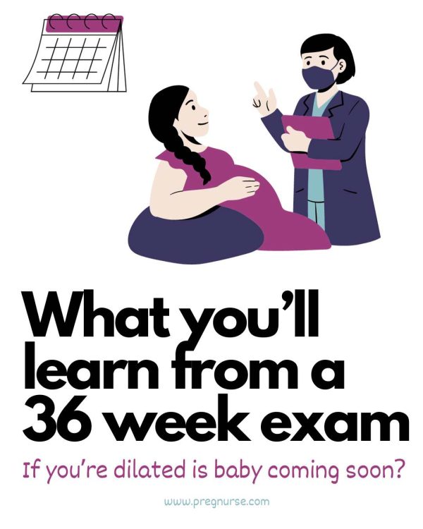 pregnant woman, provider and a calendar -- what you're learn from a 36 week exam 00 if you're dilated is baby coming soon?