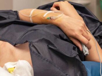 woman with an epidural infusing