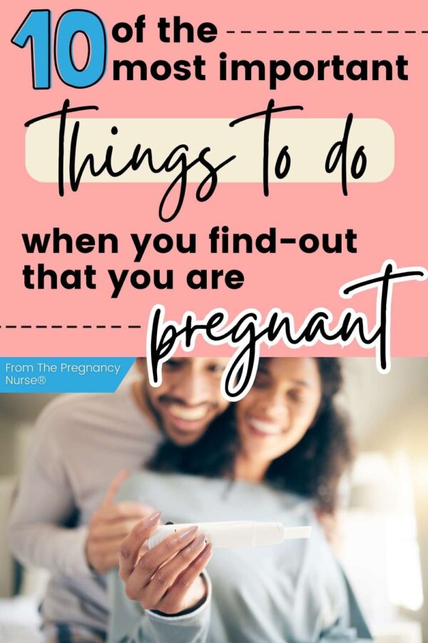 couple with a pregnancy test // 10 of the most important things to do when you find-out that you are pregnant.