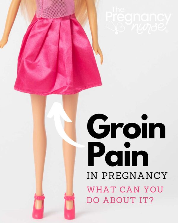 baby with arrow pointing to groin // groin pain in pregnancy what can you do about it?