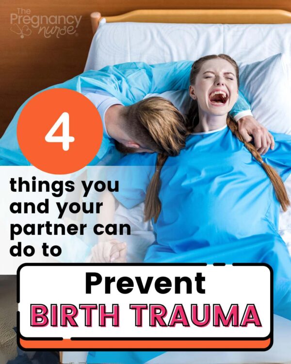 woman with partner screaming in labor // 4 things you can your partner can do to prevent birth trauma