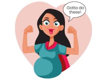 pregnant woman flexing saying "you gotta do these things"