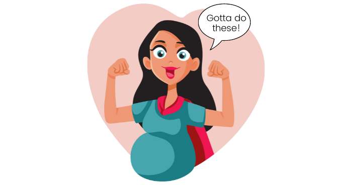 pregnant woman flexing saying "you gotta do these things"