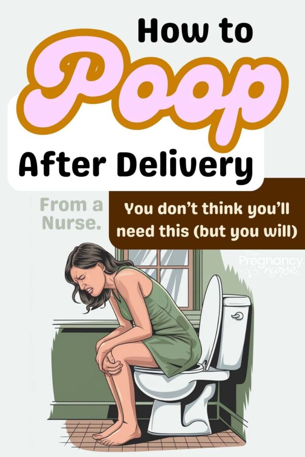 image of a woman having a painful bowel movement // how to poop after delivery -- you dont think you'll need this but you will -- from a nurse.