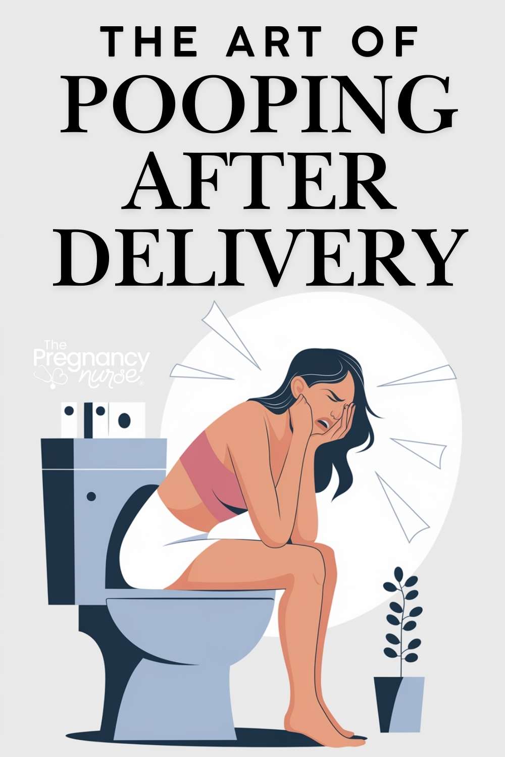 pregnant woman in pain on the toilet // the art of pooping after delivery