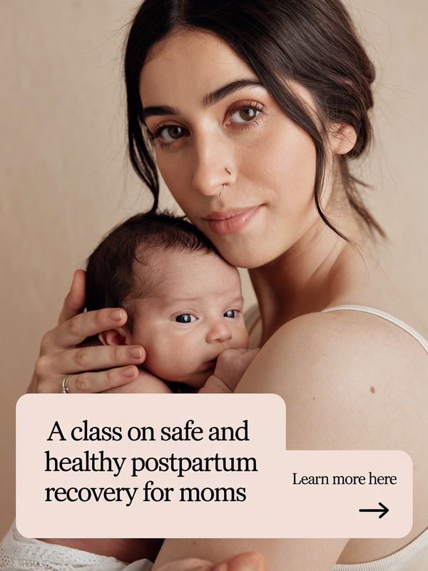 mom cuddling her baby // class on safe and healthy postpartum reocovery