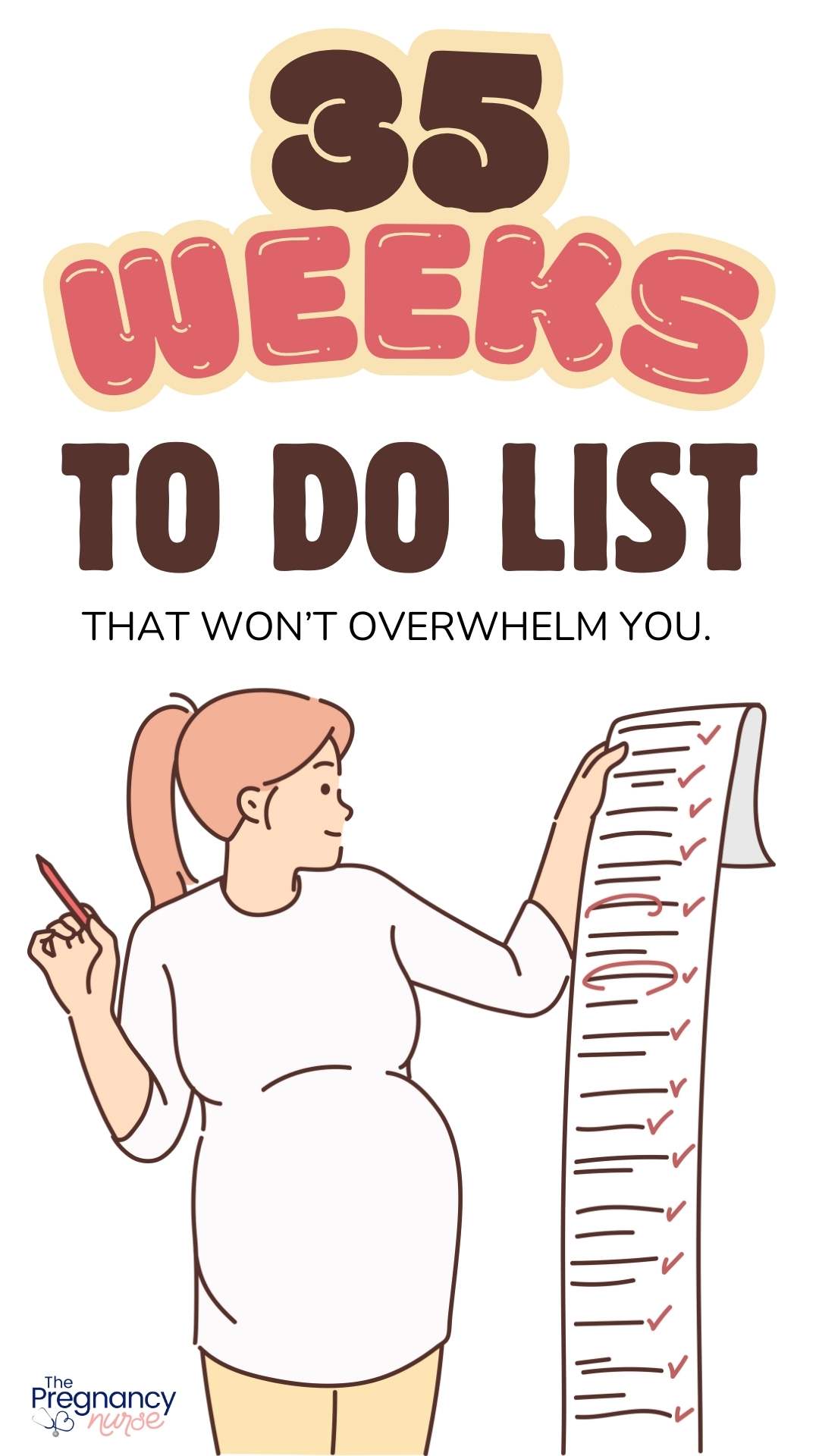 pregnant woman with a giant checklist