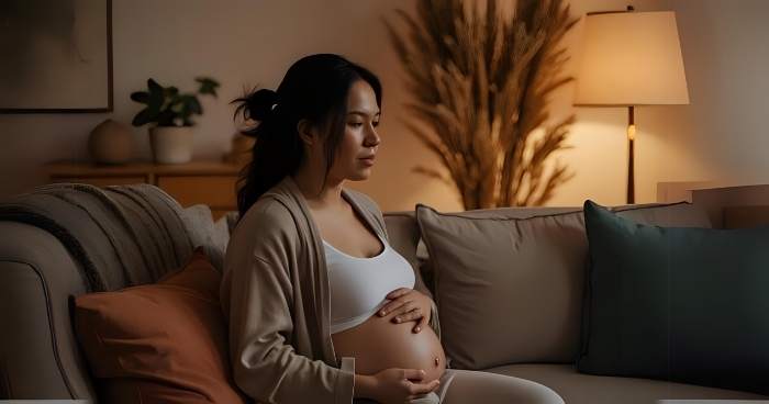 pregnant woman in early labor at home