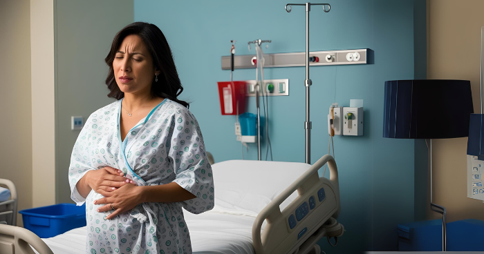 pregnant woman in pain at the hospital