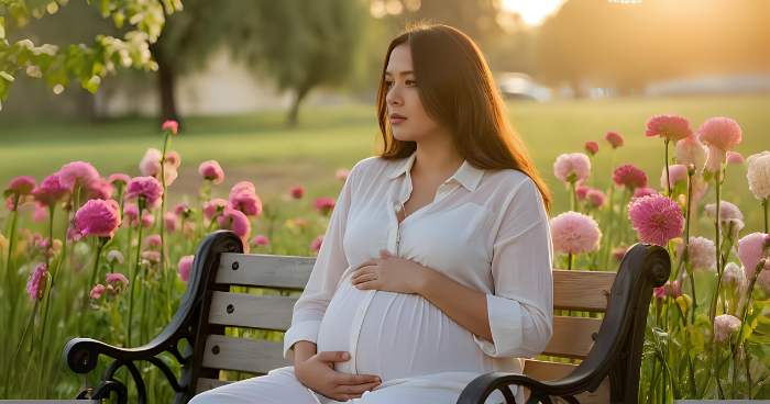 pregnant woman in a park
