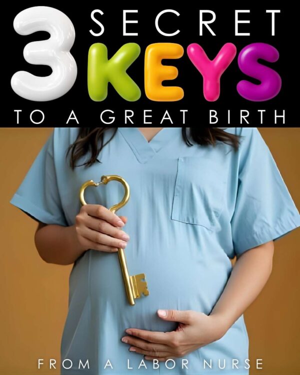 pregnant woman holding a golden key // 3 secret keys to a great birth