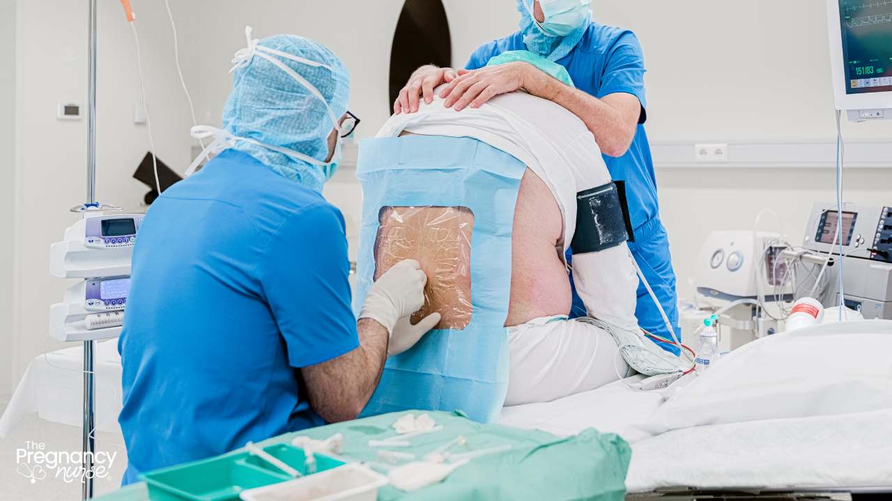 Patient getting an epidural
