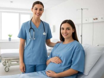 nurse and pregnant patient