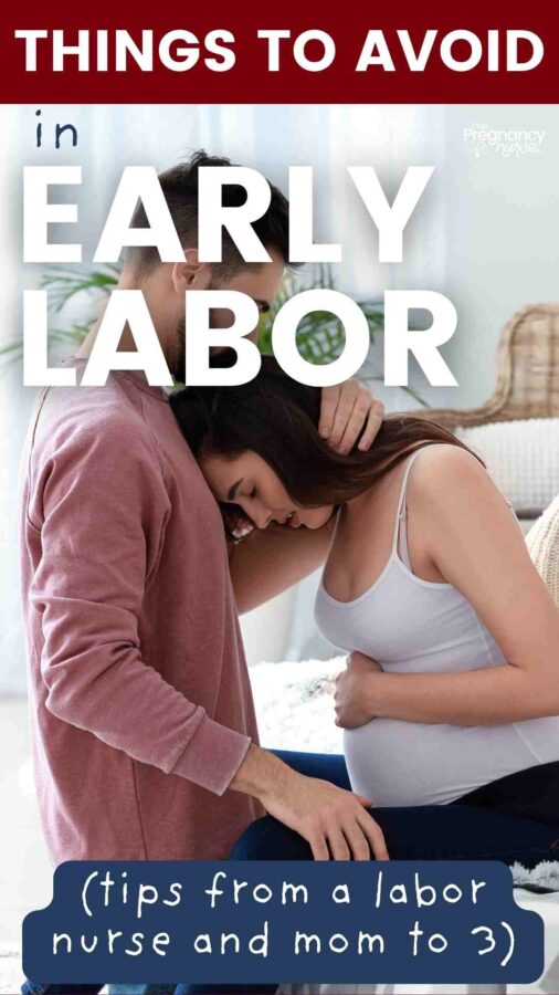 husband holding pregnant wife in pain -- things to avoid in early labor